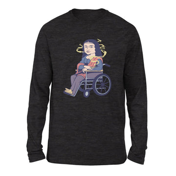 Monalisa Smoking Men/Unisex Drop Shoulder Sweatshirt in Dark Grey Heather color
